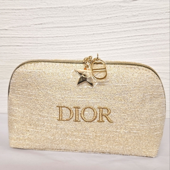 Christian Dior Beauty and Care Zippered Travel Pouch in Cream and Gold NWT - Picture 3 of 11